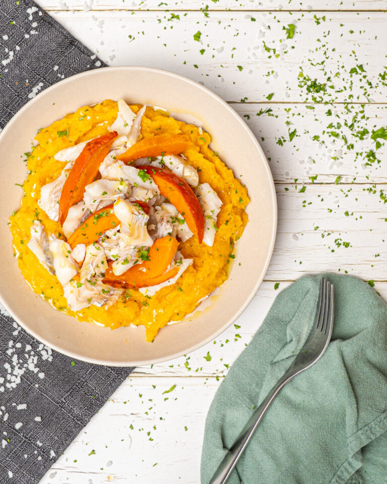 Filet de la mer avec sa purée de butternut